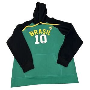 Umbro Men's Brasil Fleece Hoodie Sweatshirt Size XL Green Long Sleeve Soccer #10